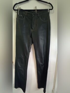 Dkny Women's Black Slim Straight Faux Leather Pants